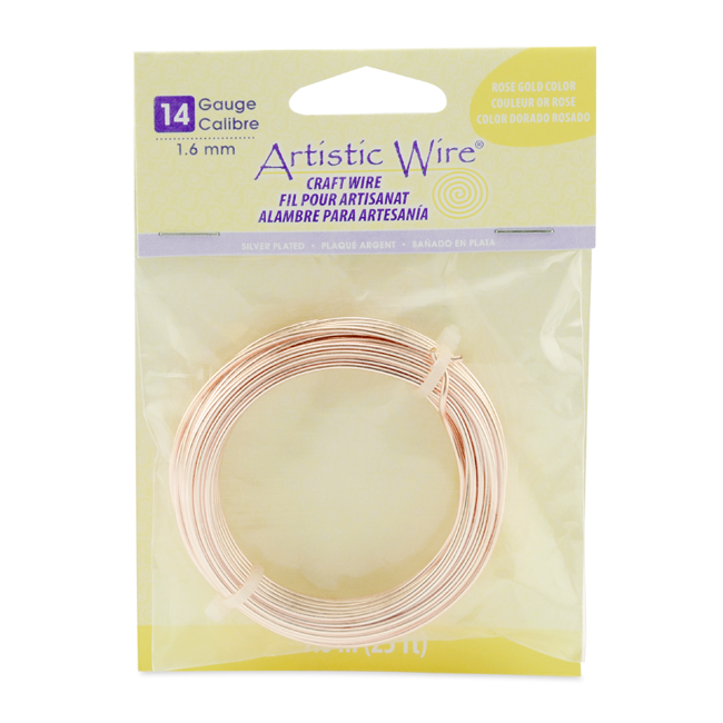 Artistic Wire 14 Gauge 1 6 Mm Silver Plated Rose Gold Color 25 Ft 7 6 M